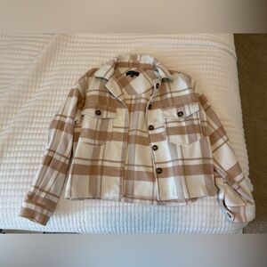 Love Tree Cream and Tan Plaid Shacket
